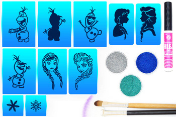 Zestaw nr 1 szablonów samoprzylepnych do tatuaży brokatowych Sportowe