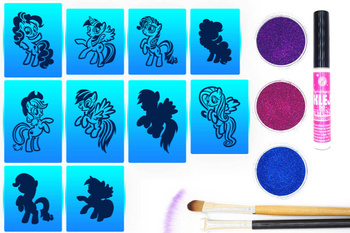 Zestaw nr 12 szablonów samoprzylepnych do tatuaży brokatowych